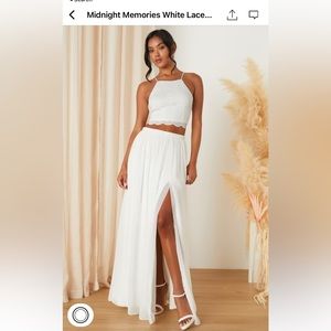 Midnight Memories White Lace Two-Piece Maxi Dress - Small